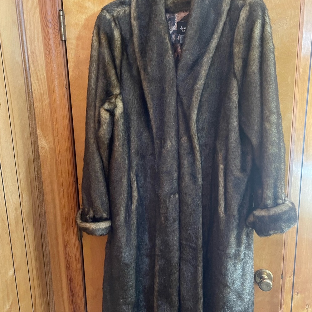 Dennis Basso Rich Brown Faux Fur Jacket